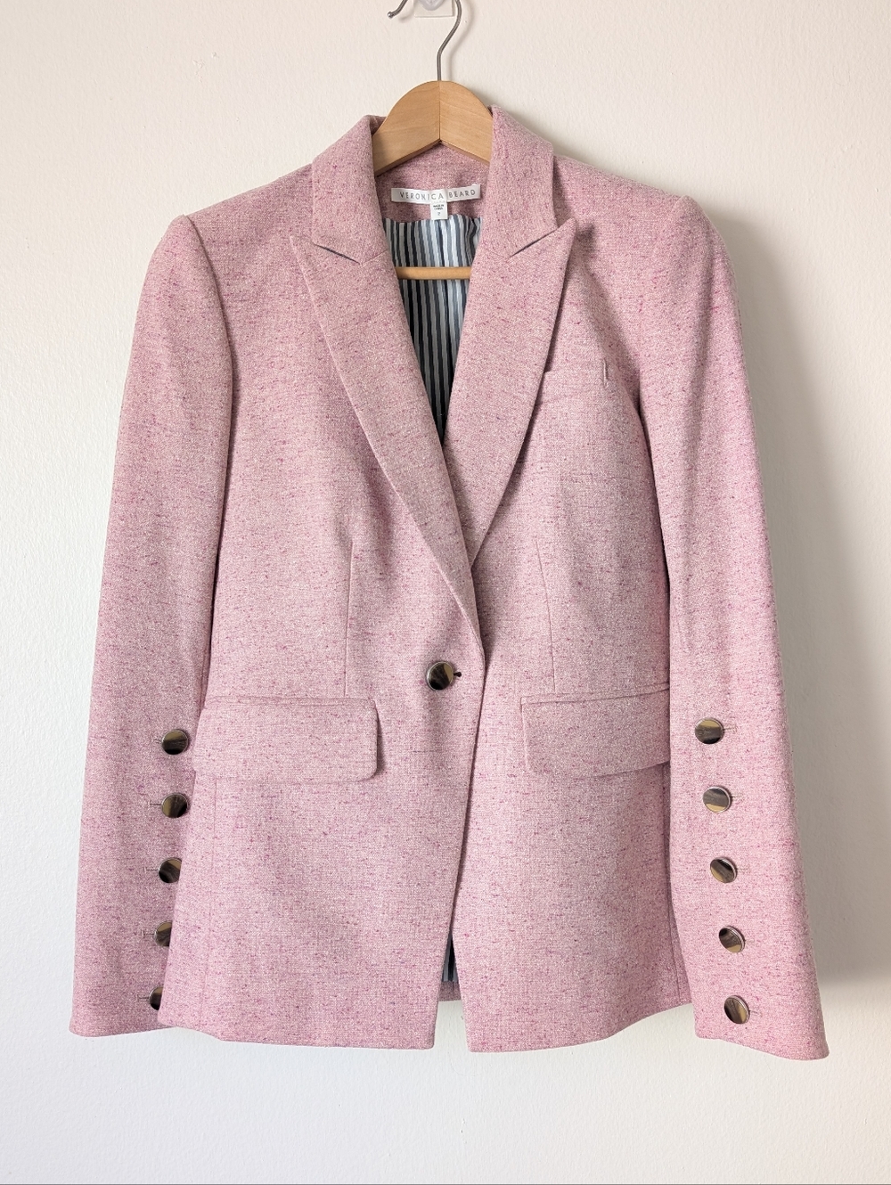 Veronica Beard Steele Pink Wool Tweed Dickey Jacket Blazer Size 2 Celebrity - Picture 6 of 14